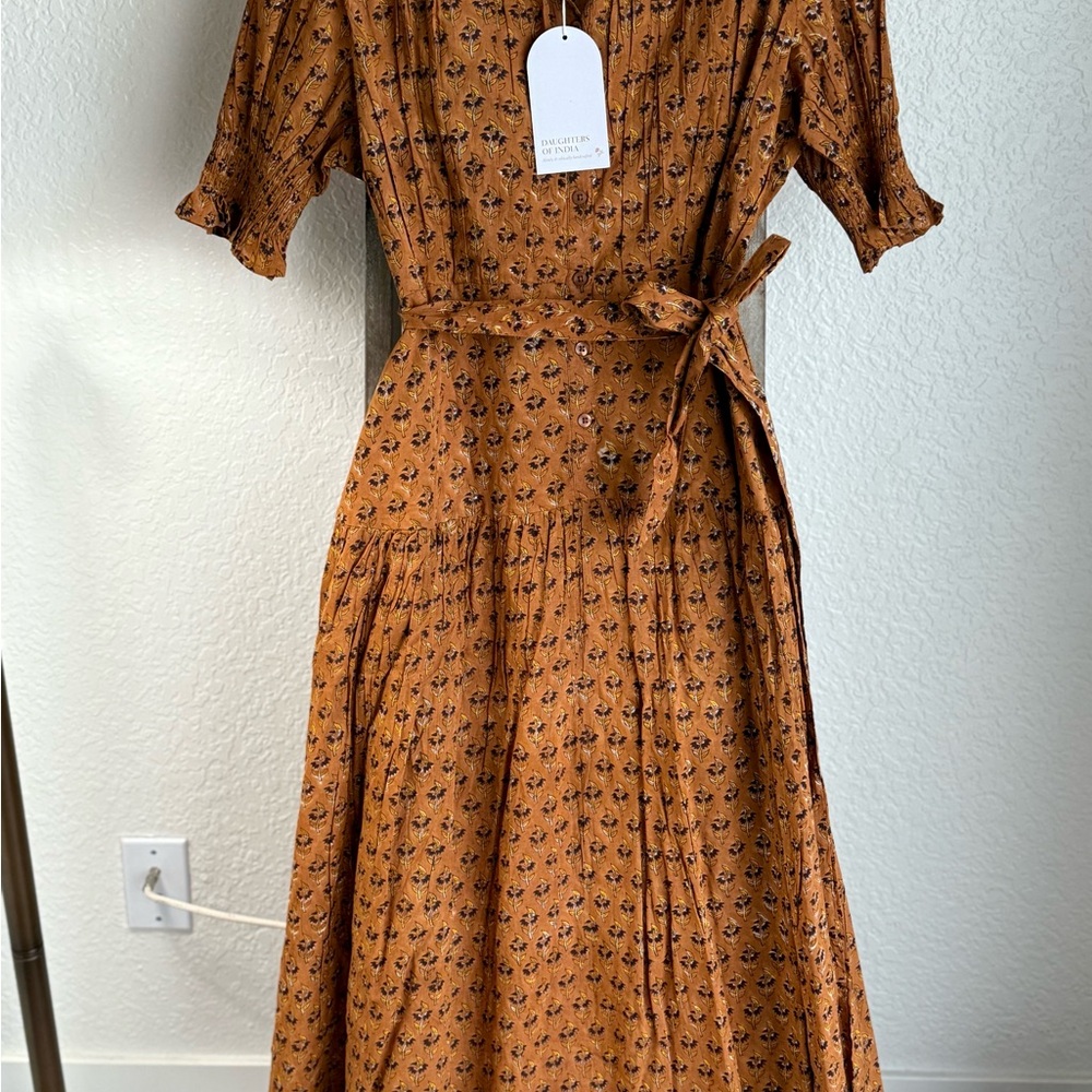 Daughters of India Rust Floral Maxi Dress